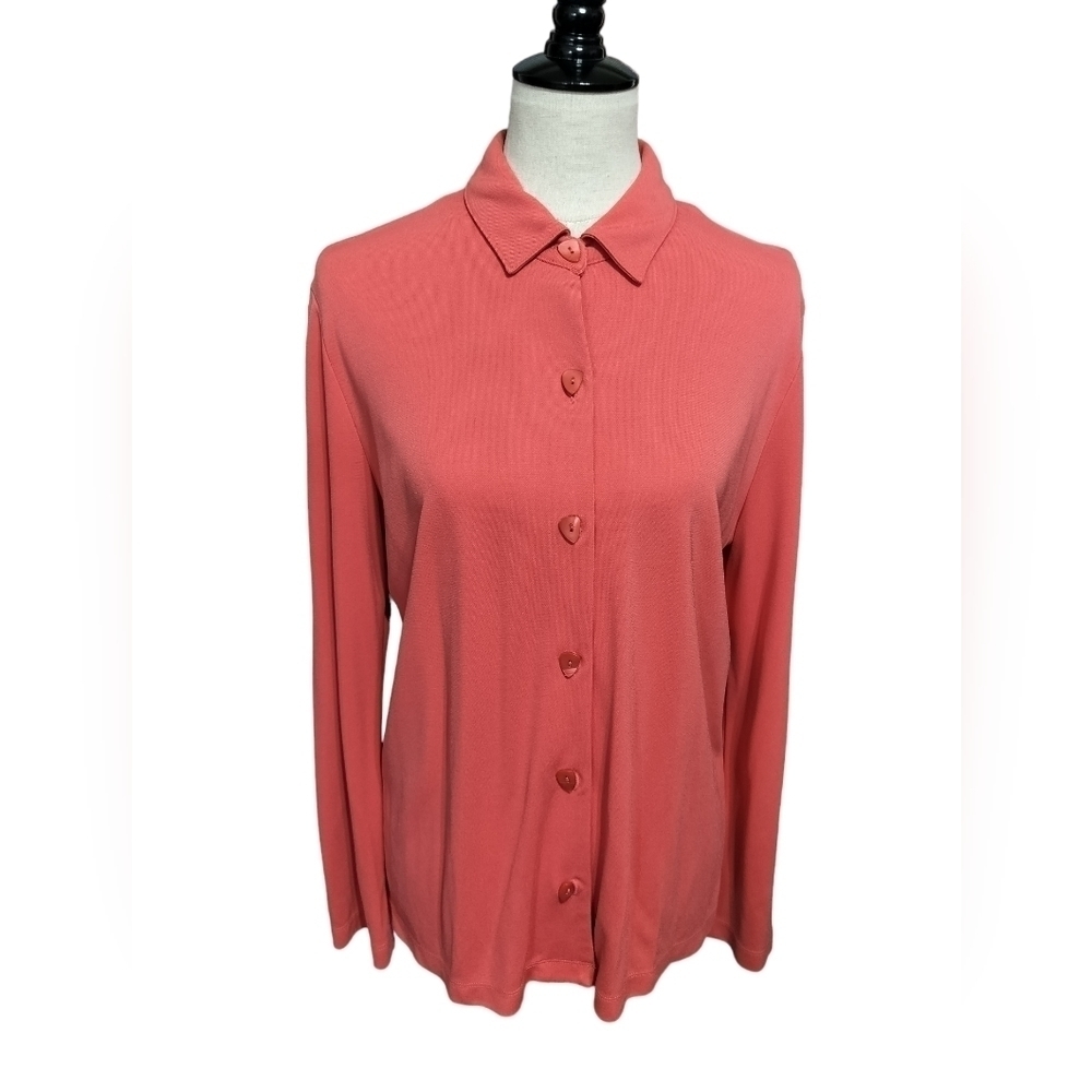 (1203)Preston & York Coral Button down Long Sleeve Blouse Size Medium